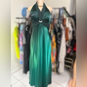 Betsy & Adam Emerald Halter Maxi Dress